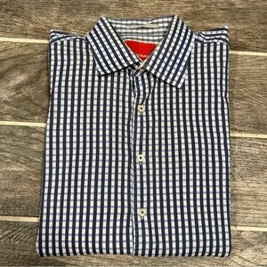Tommy Bahama Long Sleeve Casual Blue White Button Up Mens Large 100% Cotton